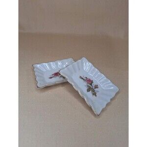 Vintage Royal Sealy Moss Rose 2 pc Dishes Japan 3" x 4"